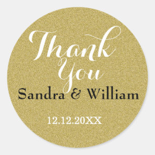 Glitter Gold Wedding Thank You Seals