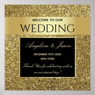 Glitter Gold Welcome Wedding Poster