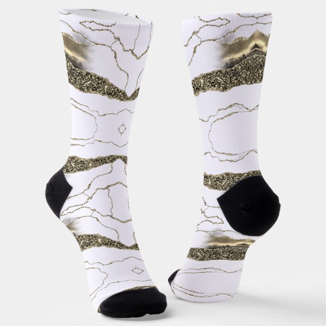 Glitter Gold White Socks (Angled)