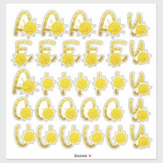 Glitter Gold Yellow Floral Monogram Vowels