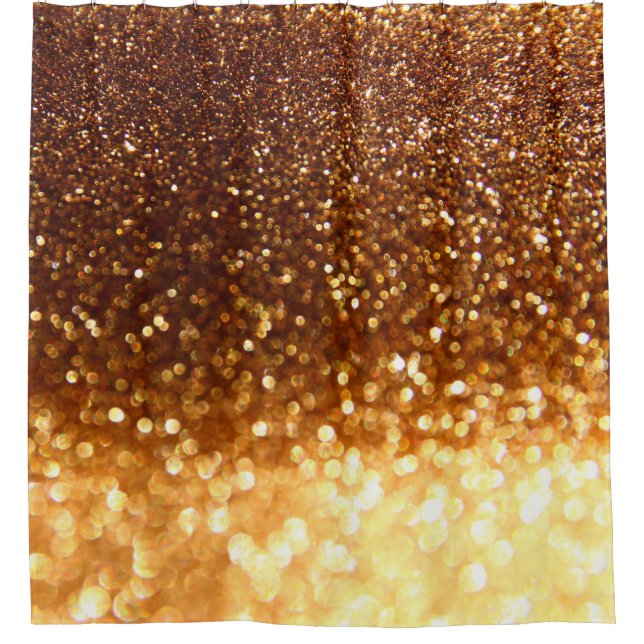 Glitter golden lights shower curtain (Front)