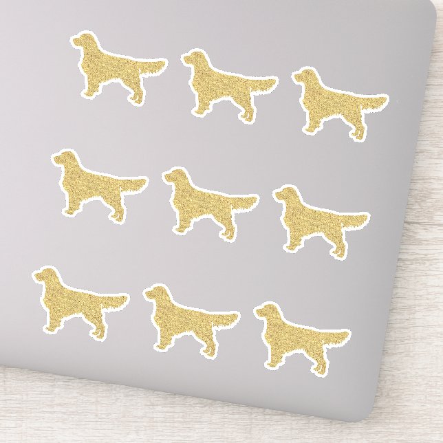 Glitter Golden Retriever set of 9 Die Cut Sticker (Detail)