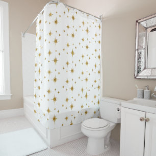 Glitter Golden Stars Shower Curtain