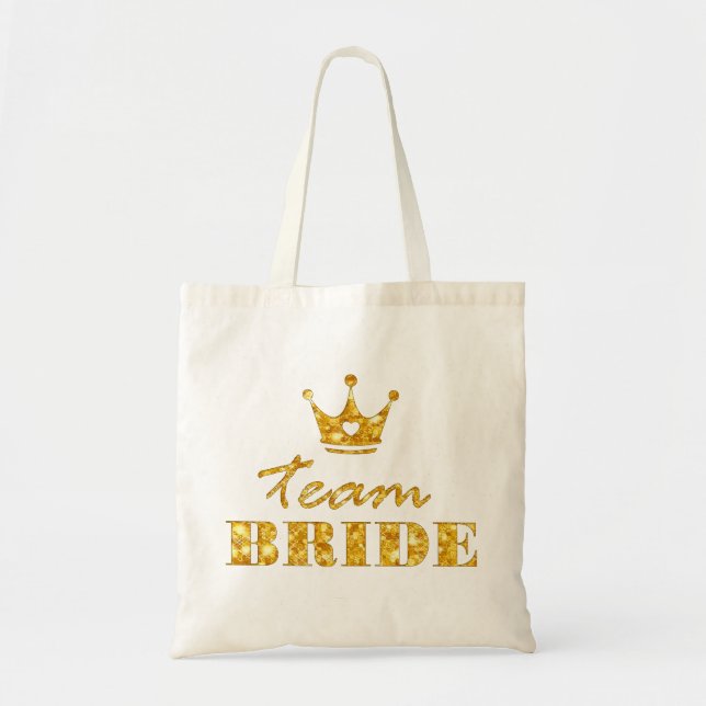 Glitter Golden Team Bride Tote Bag (Front)
