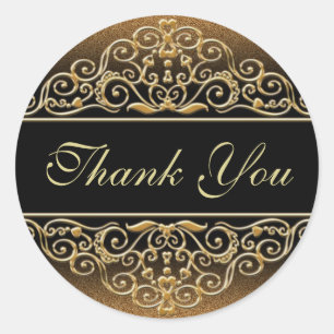 Glitter Golden Thank You Classic Round Sticker