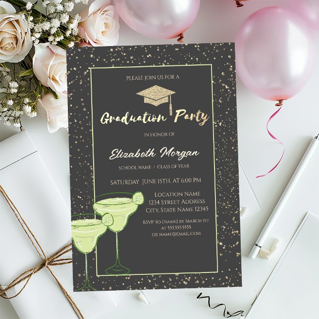 Glitter Grad Cap,Confetti,Martini Invitation (Creator Uploaded)