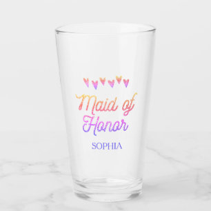 Glitter Gradation Heart Maid of Honour Glass