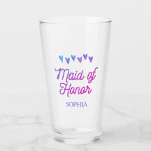 Glitter Gradation Heart Maid of Honour Glass