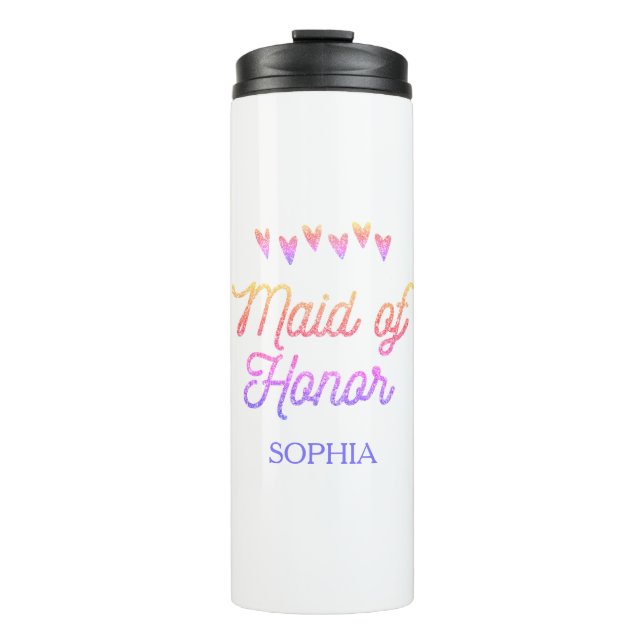 Glitter Gradation Heart Maid of Honour  Thermal Tumbler (Front)