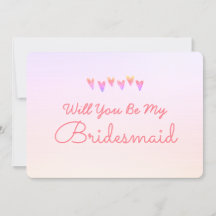Glitter Gradation Heart Will You Be My Bridesmaid 