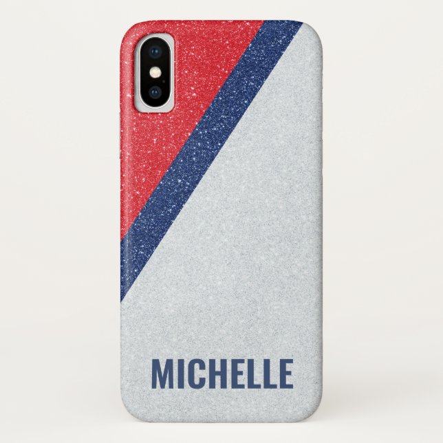 Glitter GRAY SILVER RED NAVY | Girly Lady Boss Case-Mate iPhone Case (Back)