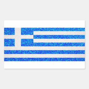 Glitter Greece flag rectangle stickers