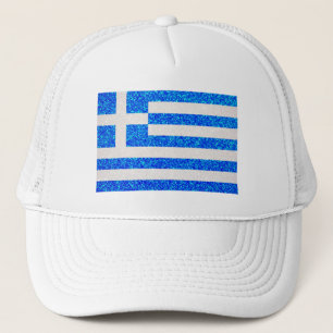 Glitter Greece flag trucker hat