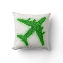 Glitter green aeroplane square pillow