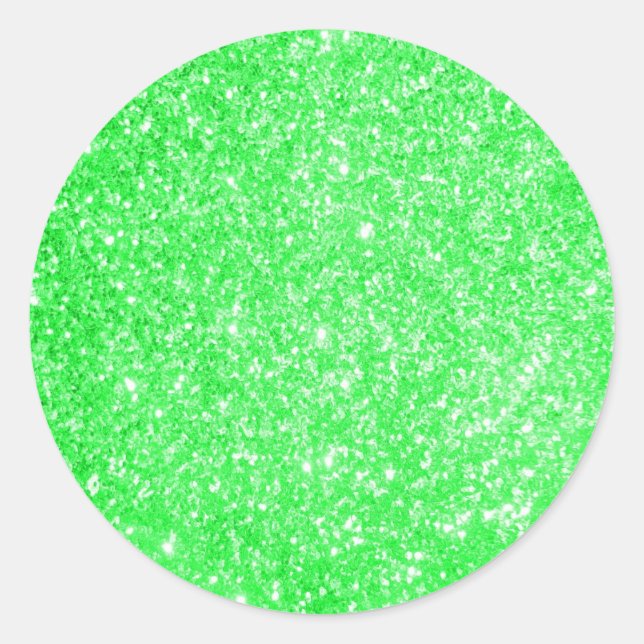 Glitter Green Classic Round Sticker (Front)