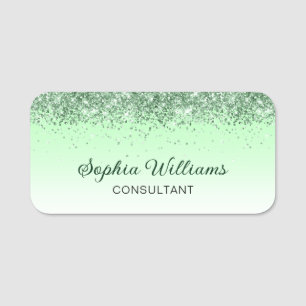 Glitter Green Name Tag