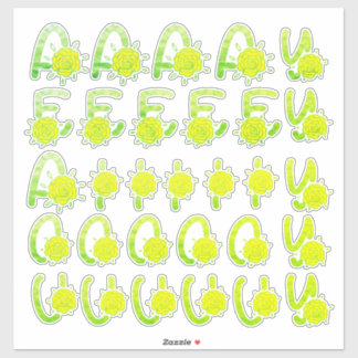 Glitter Green Yellow Floral Monogram Vowels