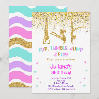 Glitter Gymnastic Birthday Invitation