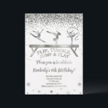 Glitter Gymnastic Kids Birthday Invitation<br><div class="desc">Glitter Gymnastics Birthday Invitation Gray Glitter Gymnastic Kids Birthday Invitation</div>