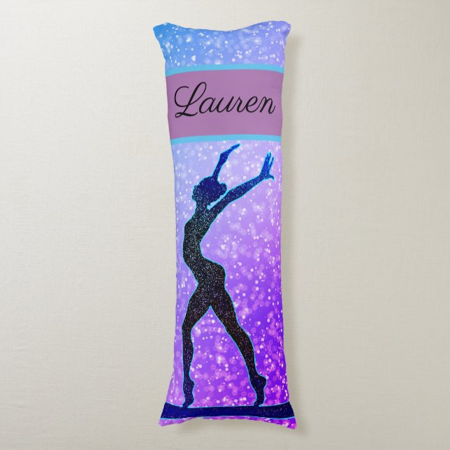 Glitter Gymnastics Beam Blue and Purple Body Cushion (Front Vertical)