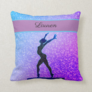 Glitter Gymnastics Beam Blue and Purple Cushion