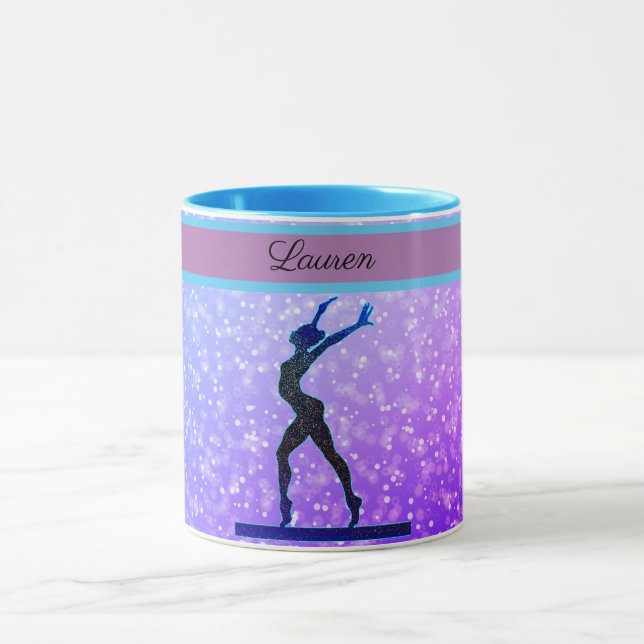 Glitter Gymnastics Beam Blue and Purple Mug (Center)