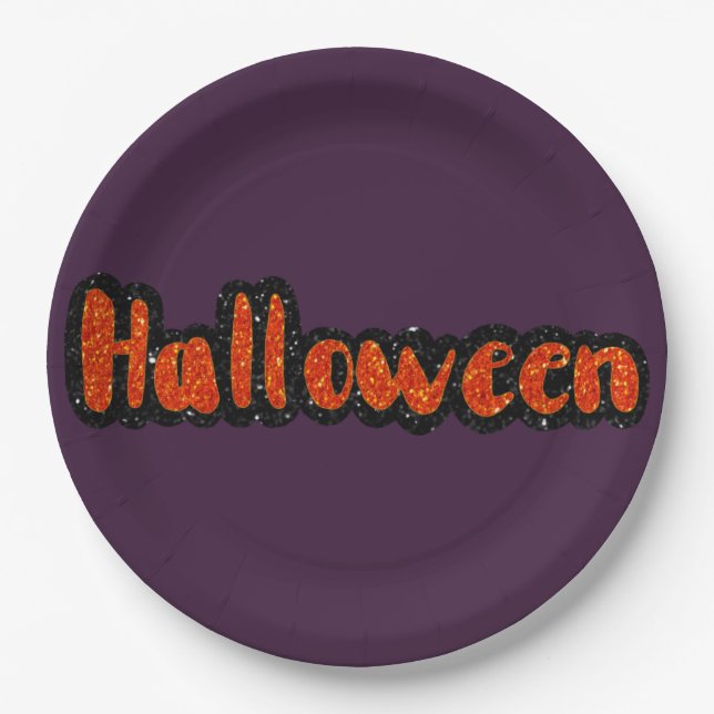 Glitter Halloween Paper Plate (Front)