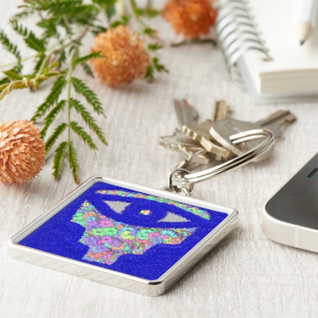 Glitter hamsa pretty floral key ring (Side)