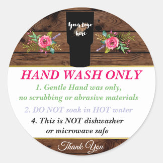 Glitter Handmade Tumbler washing Instructions Classic Round Sticker