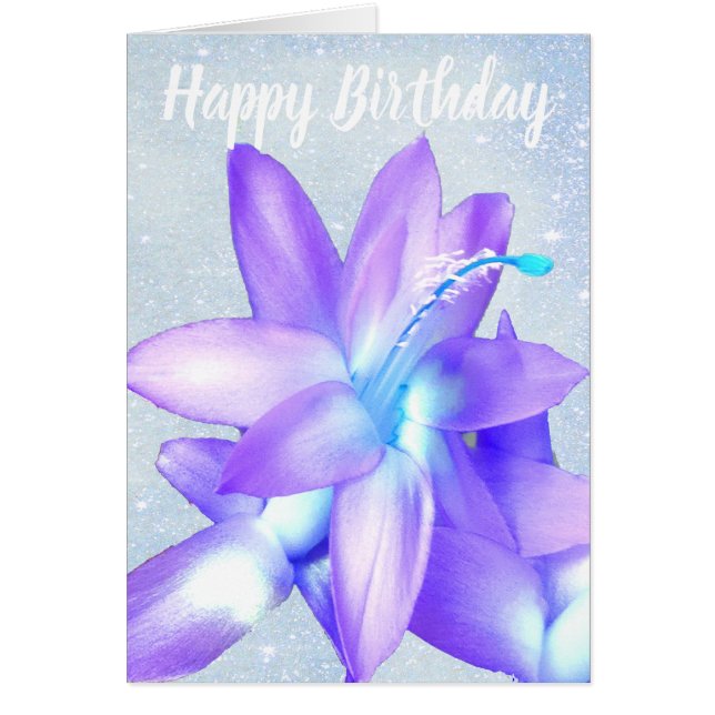 *~* Glitter Happy Birthday Flower Blue Customise (Front)