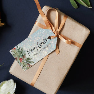 Glitter Happy Christmas Holidays Gift Tags