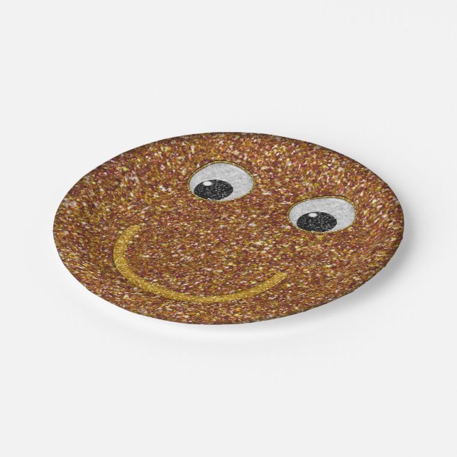 Glitter Happy Face 28-Paper Party Plates (Angled)