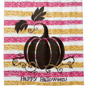 Glitter Happy Halloween Shower Curtain