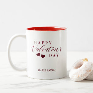 Glitter Happy Valentine's Day Hearts Two-Tone Coffee Mug