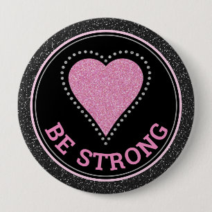 Glitter Heart Breast Cancer Awareness Design 10 Cm Round Badge