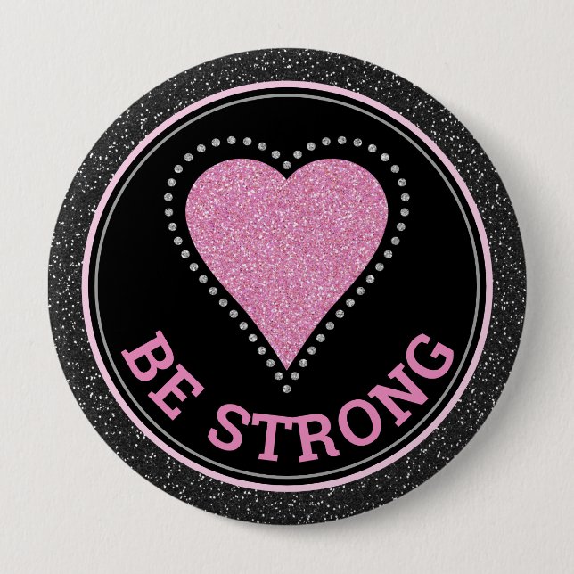 Glitter Heart Breast Cancer Awareness Design 10 Cm Round Badge (Front)