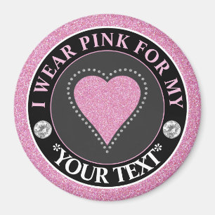 Glitter Heart Breast Cancer Awareness Design Magnet
