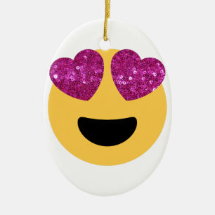 glitter heart eye emoji ceramic tree decoration