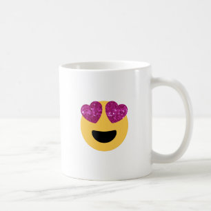 glitter heart eye emoji coffee mug