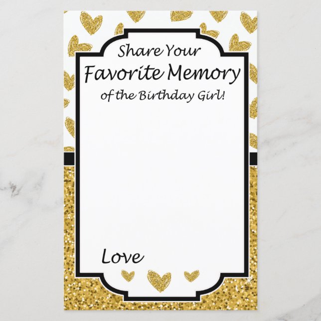 Glitter heart Favourite Memory of the Birthday Gir (Front)