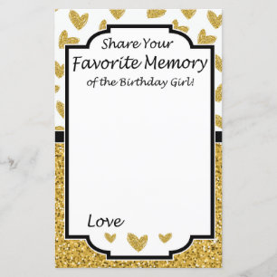 Glitter heart Favourite Memory of the Birthday Gir