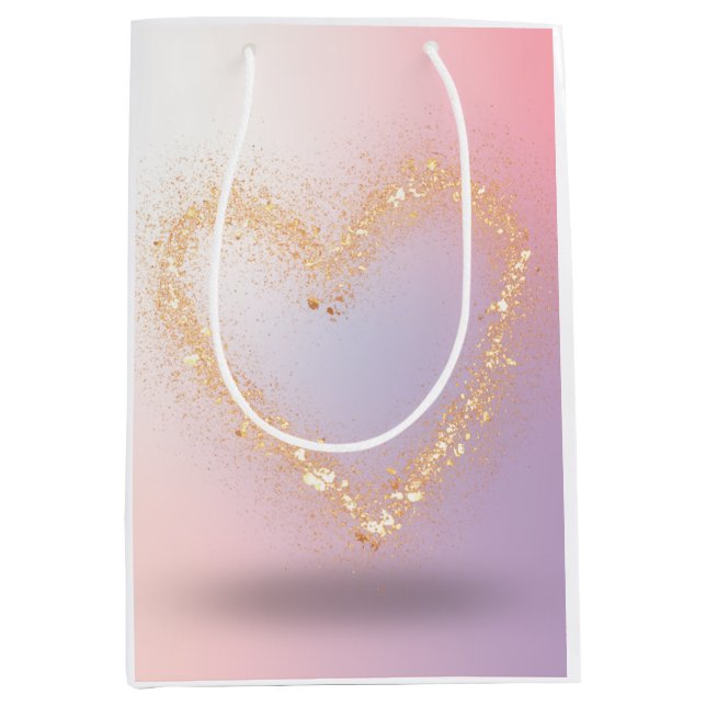 Glitter Heart  Medium Gift Bag (Front)