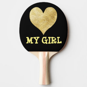 GLITTER HEART MY GIRL PING PONG PADDLE