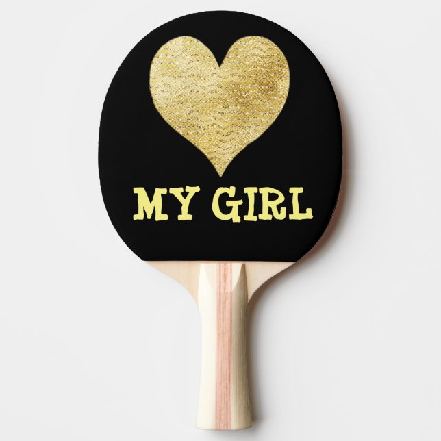 GLITTER HEART MY GIRL PING PONG PADDLE (Front)