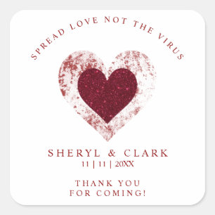 Glitter Heart Pandemic Wedding Spread Love Square Sticker