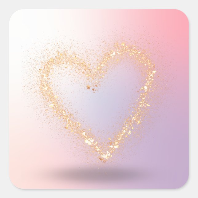 Glitter Heart Square Sticker (Front)