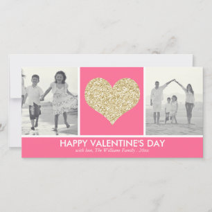 Glitter Heart Valentine's Day Photo Cards