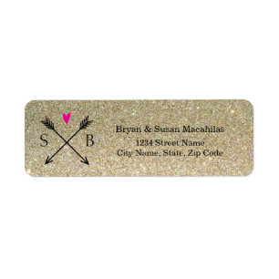Glitter Heart with Arrows Wedding Address Label