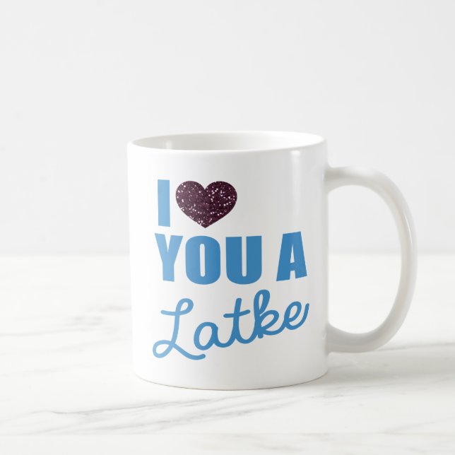 Glitter hearts and Latkes Coffee Mug (Right)