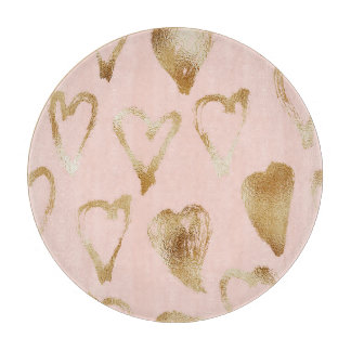 Glitter Hearts, Gold Abstract Texture. Cutting Board